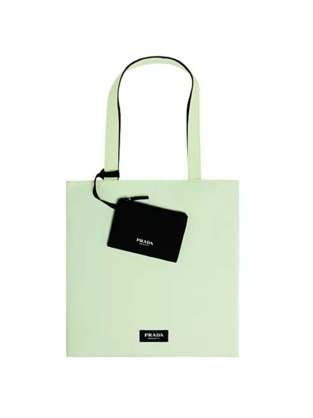 Prada Beauty Light Green Tote with Black Pouch New Authentic